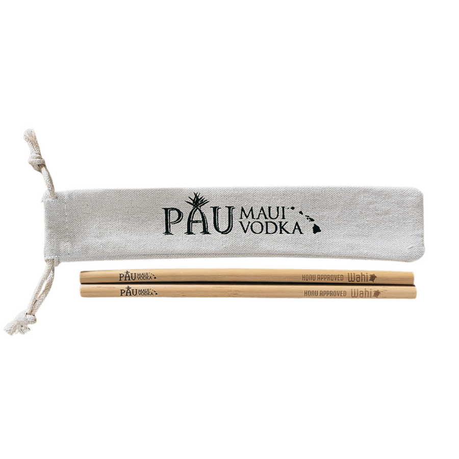 PAU Maui Vodka Bamboo Straw Set
